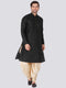 Vastramay Men's Black Cotton Silk Blend Kurta and Dhoti Pant Set